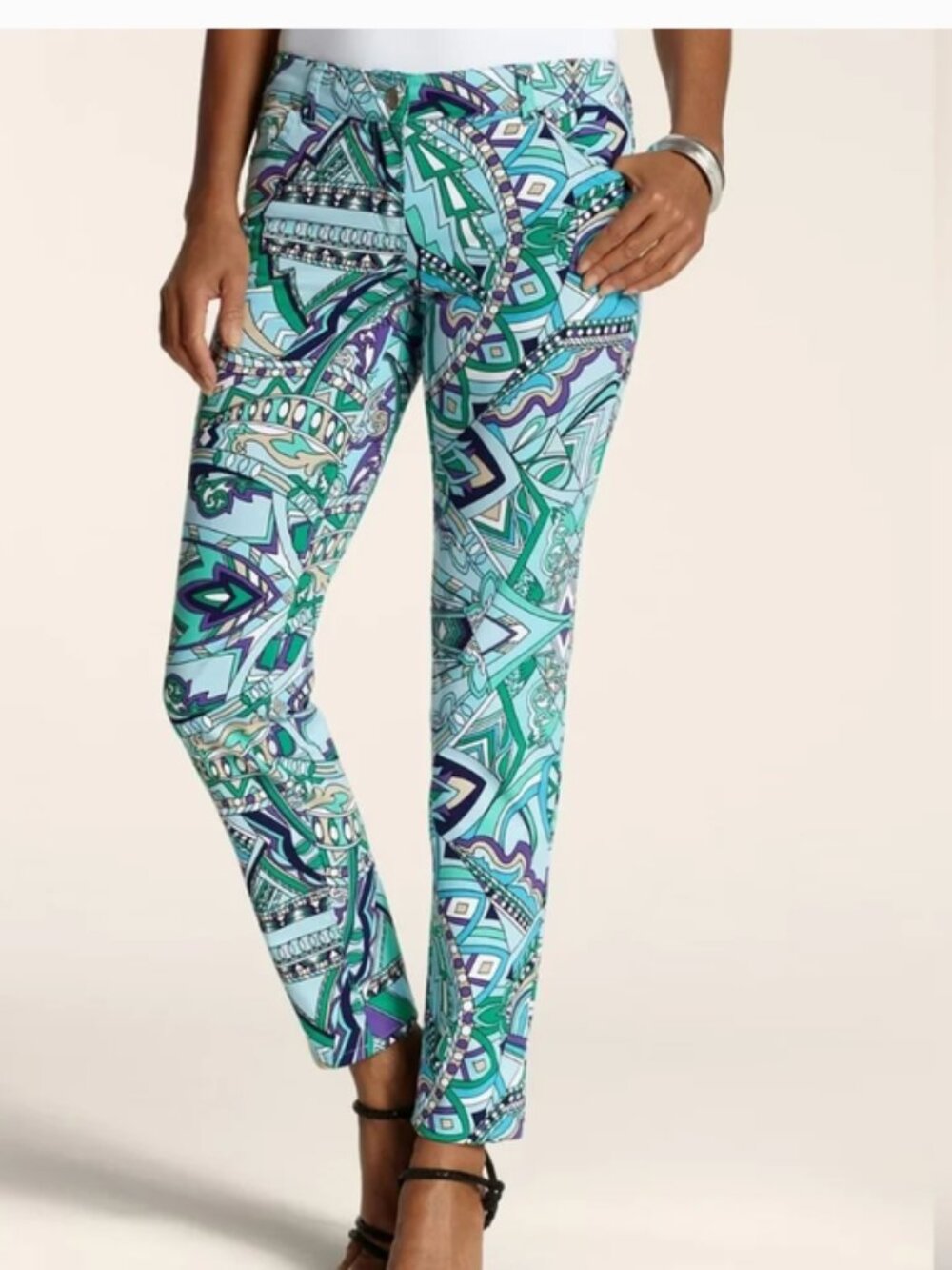 Chico's Geo Abstract Print pants size 3